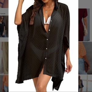 NEW! Black polka dot sheer swimsuit coverup